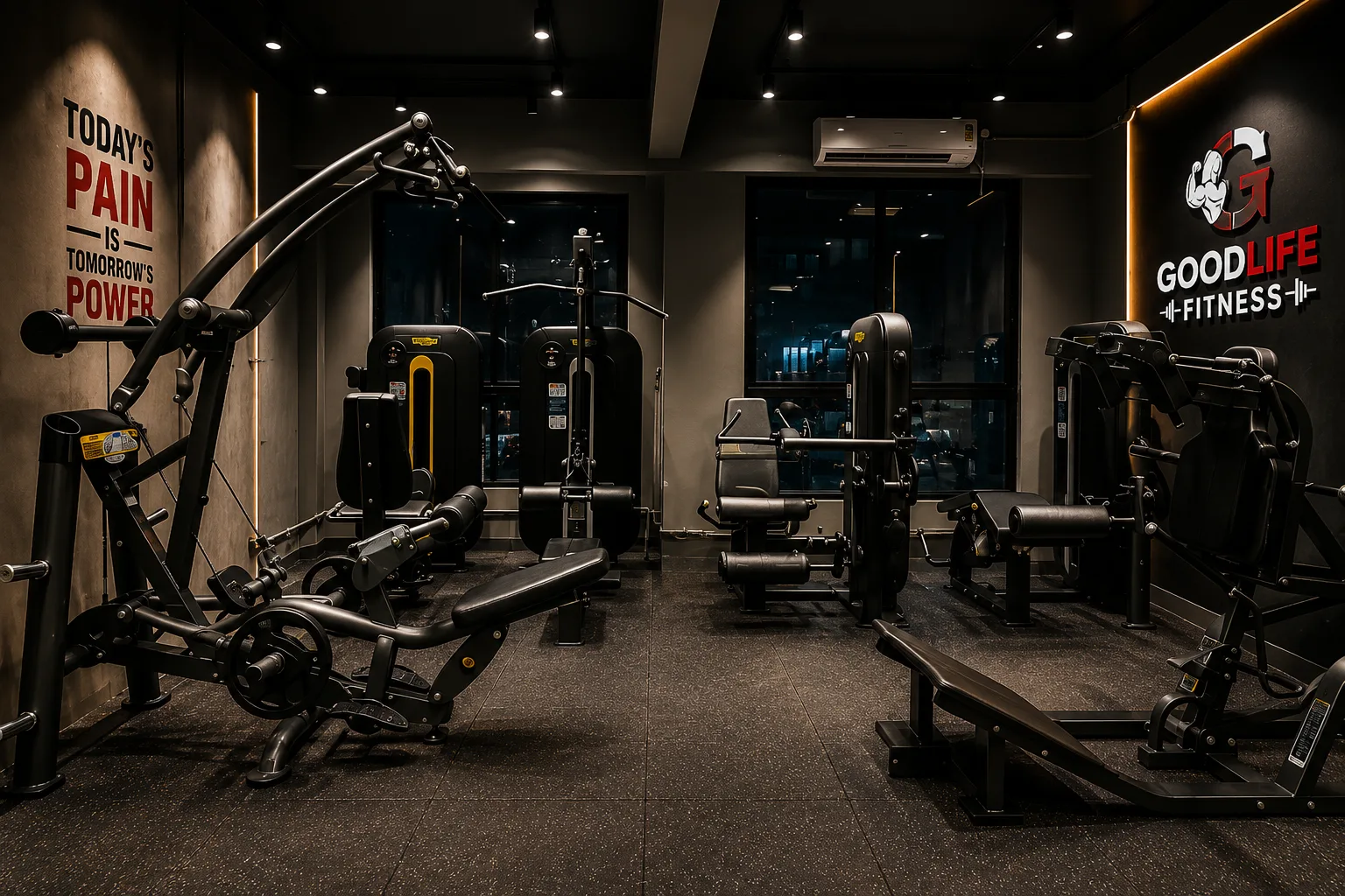 Modern gym machines at Goodlife Fitness Solapur